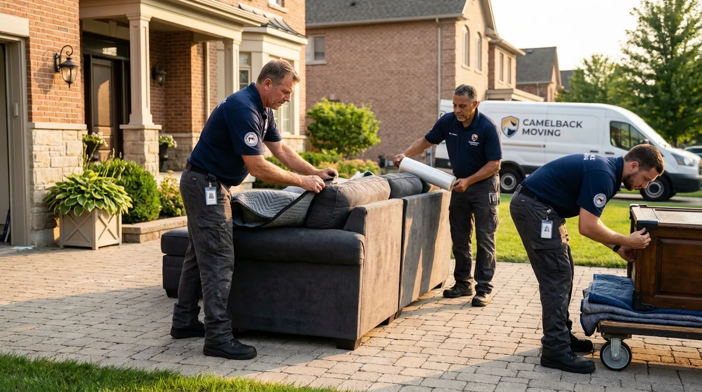 Large estate moving crew wrapping furniture in Taft, CA
