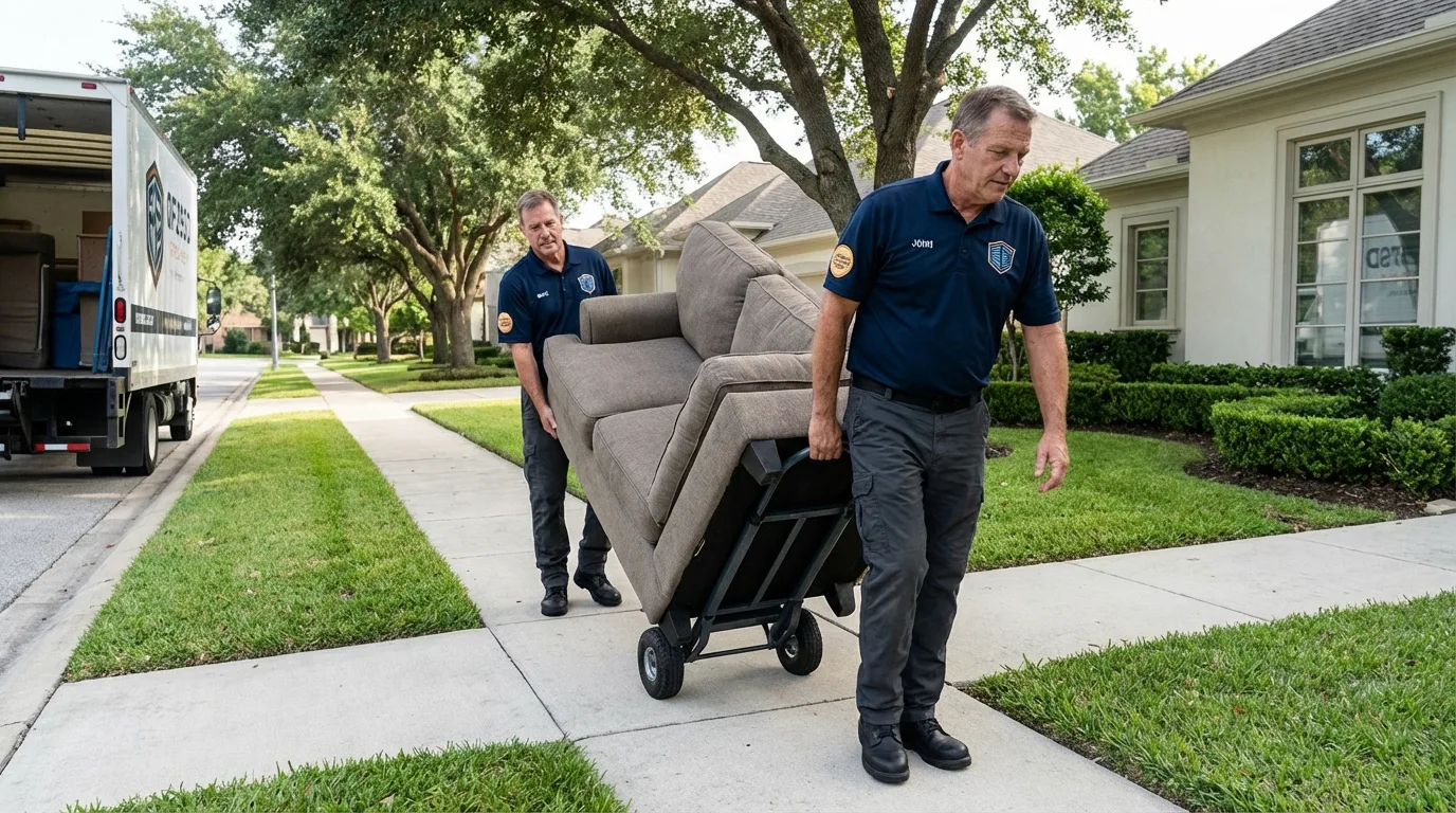 Local residential moving crew loading furniture in Taft, CA