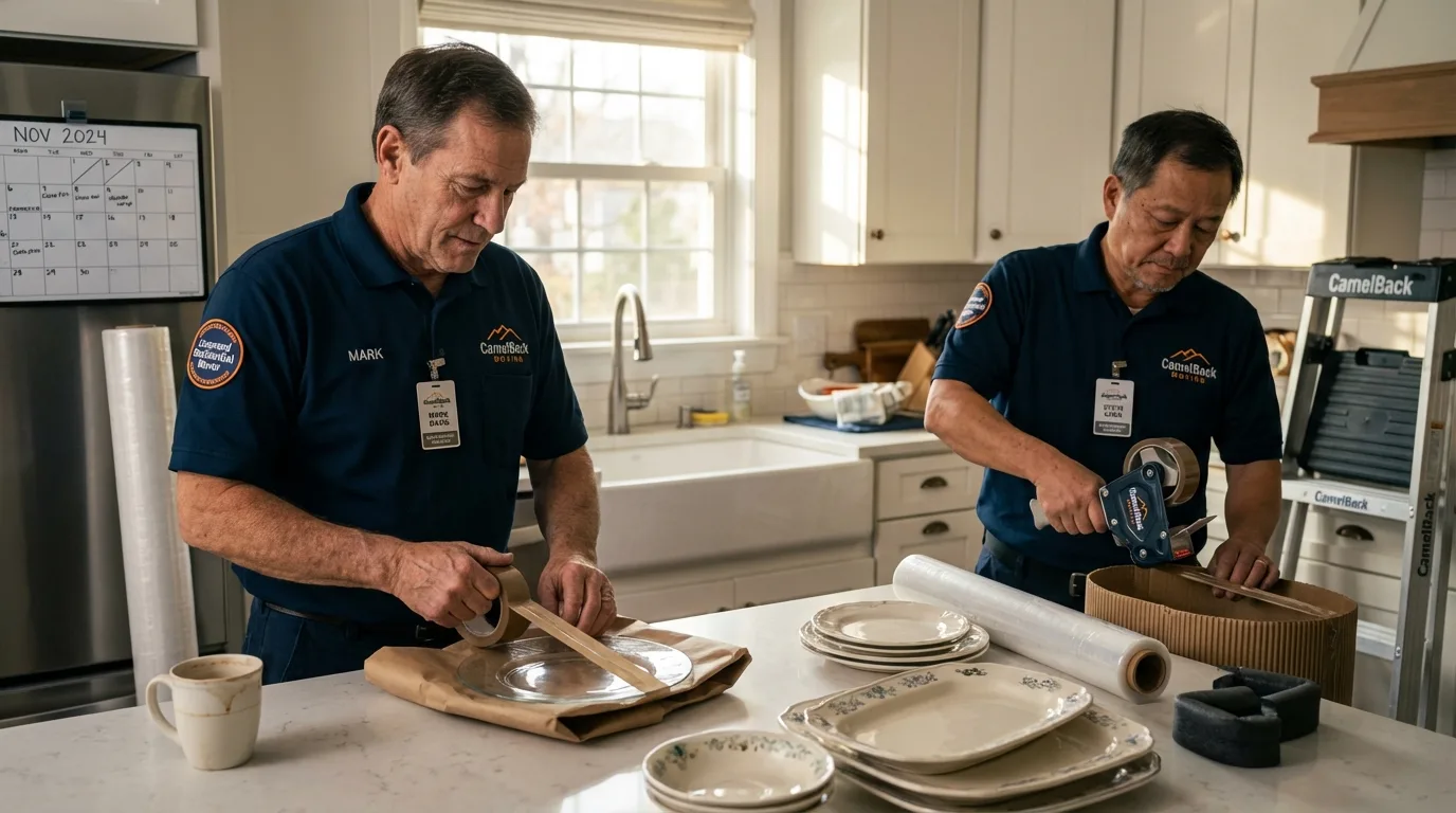 Professional crew packing kitchen dishware in Taft, CA